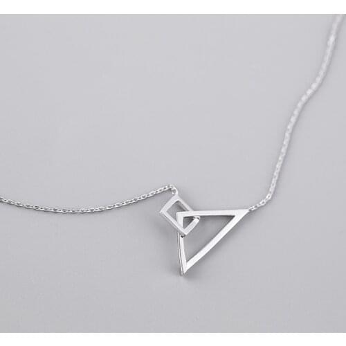 REETI 925 Sterling Silver Triangular square Necklaces Pendant Fashion Sterling Silver Jewelry Statement for Women Bijoux