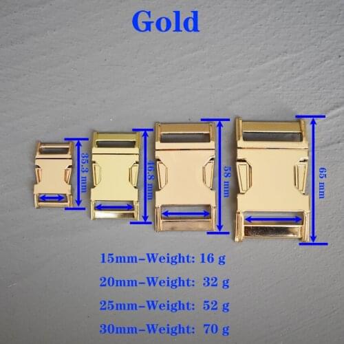 1 Pcs 15/20/25/30mm Metal Gold Buckle Side Release Curved Belt Buckle for Bag DIY Paracord Buckles Bracelet Trinket Bracelet