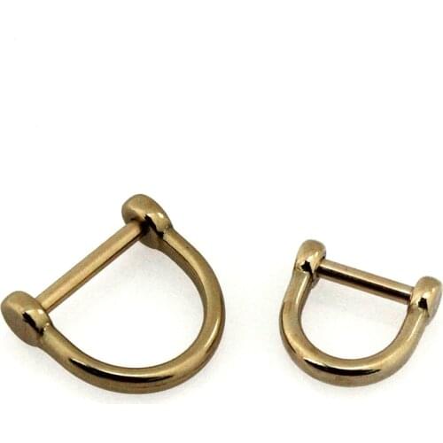 1 x Solid brass D shackle Clasp Metal Buckle Keychain Ring Hook screw pin joint Connecter Bag Strap Clasp Leathercraft Accessory