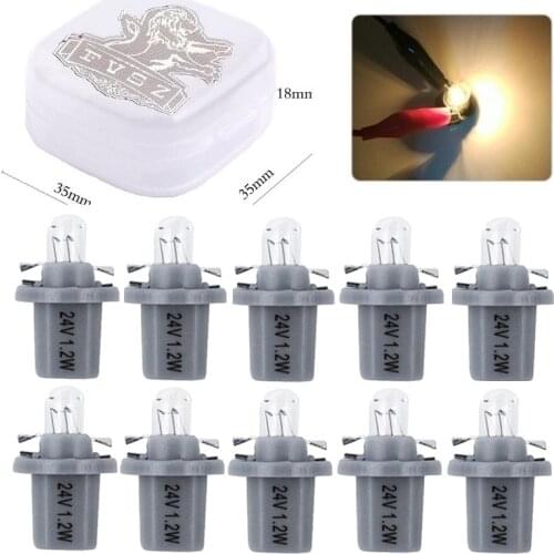 10Pcs T5 B8.5D 24V 1.2W Lnternal Instrument Bulbs Car The Dashboard Lndicato Headlamp Yellow Light