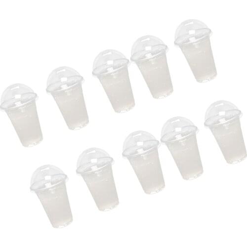 100Pcs 360ml Disposable Clear Plastic Cups with a Hole Dome Lids for Tea Fruit Juice Tea with Covers
