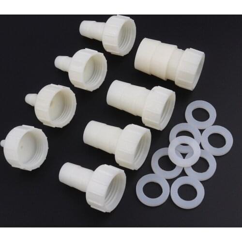 100pcs G1/2 Female Thread To 4~20mm Food Grade PE Straight Connectors Aquarium Fish Tank Air Pump Hose Joints+Silicone Gasket
