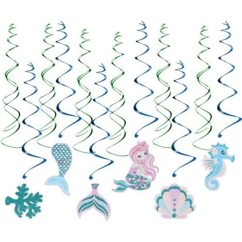2 Packs Of Ocean Themed Party Hanging Mermaid Spiral Ornament Summer Themed Spiral Hanging Decor Ornament Birthday Party
