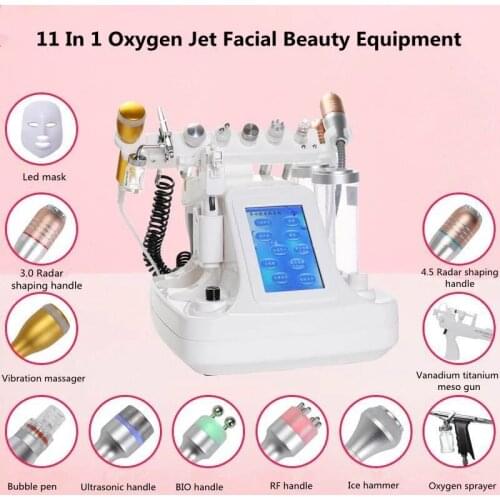 2020 New Professional 11 in 1 Pro Facial Hydrodermabrasion Salon Equipment/Aqua Peeling Machine with Mesotherapy Gun machine