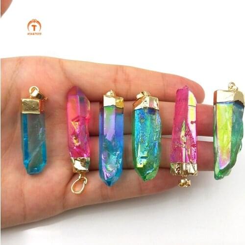 3PCS Natural Quartz Pendants Colors Crystal Suits Colorful Quartz Healing Crystal Women Gift Jewelry Finding For Necklace Making