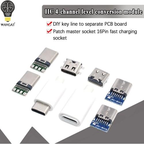 5PCS Type C USB 3.1 Connector 16PIN Fast Charging Male Socket Plug To Solder Wire & Cable PCB Board Module 56K Resistor