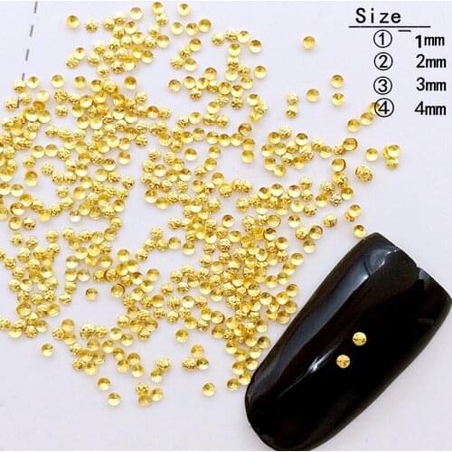 500Pcs/Lot 1.2 2 3 4 mm Gold Silver Mini Scrub Round Studs Rivet Metal Alloy Nail Art Decorations 3D Nail Sticker for Manicure