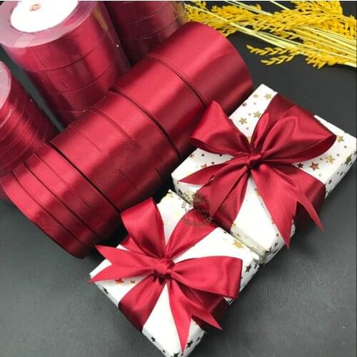6-10-12-15-20-25-40-50mm Wine Red Burgundy Satin Ribbon DIY Handmade Crafts Material Wedding Birthday Party Gift Wrapping Ribbon