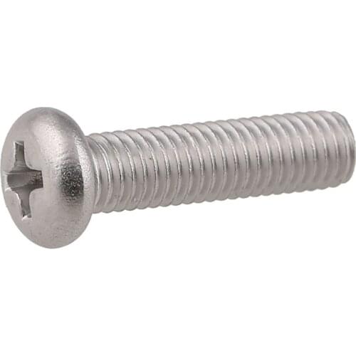 50PCS 201 SUS Stainless Steel Bolts M3 M4 M5 Phillips Round Pan Head Machine Screw