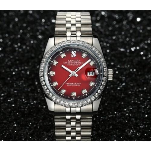 37mm Sangdo Business watch Black- red dial Automatic Self-Wind movement High quality Mechanical watches Mens watch 026A