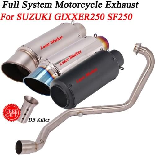 Full System Motorcycle GP Exhaust Escape For SUZUKI GIXXER 250 GIXXER250 SF250 Modify Front Link Pipe Carbon Muffller DB Killer