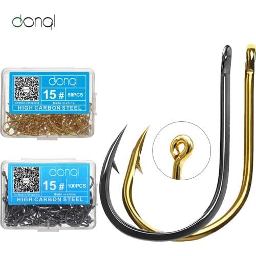 DONQL 50/100pcs High Carbon Steel Barbed Fishing Hook jig Hook Fish Bait Holder for Carp Fishing Pesca Jig Head Fishing Hooks