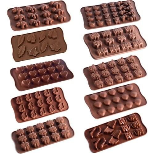 Food-Grade Silicone Chocolate Mold 18 Shapes 3D Candy Jelly Mold Baking Cake Tools Non-stick Silicone Fondant Cake mold DIY best