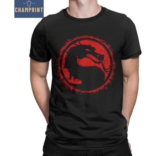 Mens T-Shirt Mortal Kombat Splatters Casual Cotton Tee Shirt Short Sleeve Game T Shirts Crewneck Tops Classic