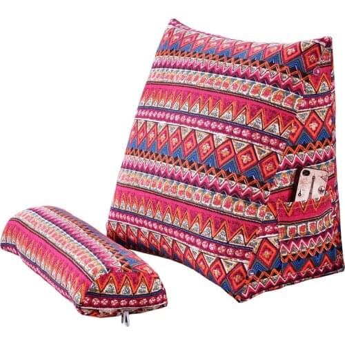 Cotton Linen Triangular Cushion For Sofa Washable Triangle waist pillow Throw Pillow Backrest For Bed