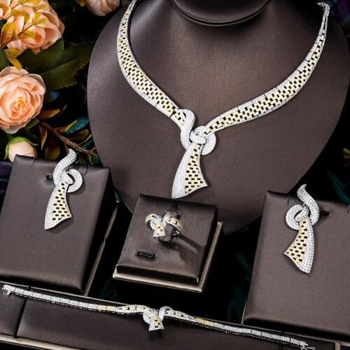KellyBola Jewel 2021 Luxury Fashion Jewelry Set Ladies Wedding Engagement Cubic Zircon 4 Piece Set Party Jewelry