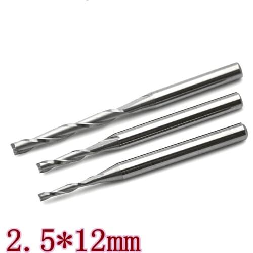 10pcS 2.5mm 2.0mm 1.0mm carbide 2 blade CNC end mill PCB end mill woodworking tool CNC cutting drill hand tools router cutting