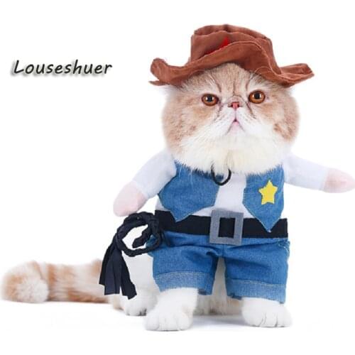 NACOCO Cowboy Dog Costume with Hat Dog Clothes Halloween Costumes for Cat and Small Dog