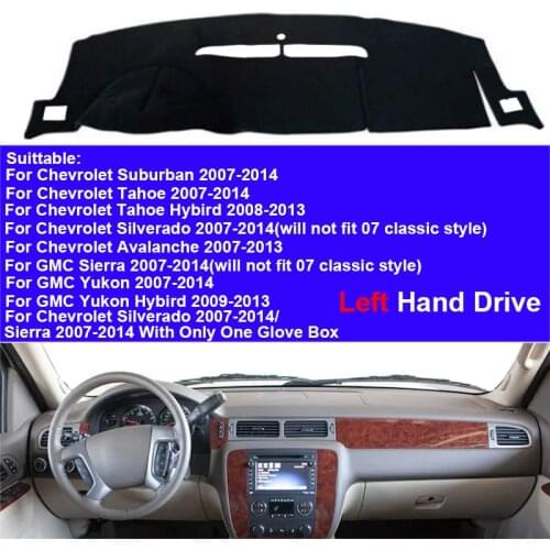 Auto Car Dashboard Cover DashMat For GMC Yukon Sierra 2007 - 2014 For Chevy Chevrolet Suburban Tahoe Silverado 2007 - 2013