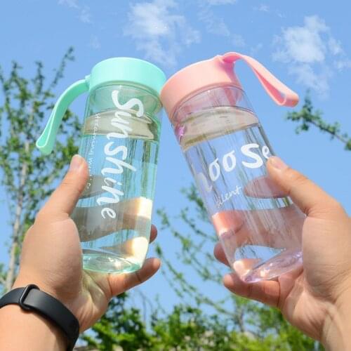 600ml Plastic Sport Water Bottle Large Capacity Outdoor Matte Water Cup Men Women Kids Student Simple Protable Bottle Water Mug