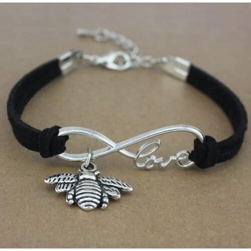 2018 Fashion Woman Bracelets Unisex Antique Silver Infinity Love Bees Charm Womens Bracelets for Women
