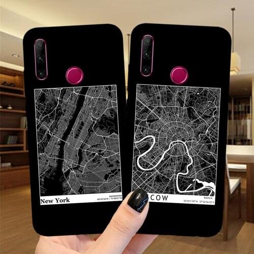 Travel Country Sketch MOSCOW City Map Soft Phone Case For Huawei Honor 30 10i 20i 9X 8X Mate 10 20 Lite Pro Silicone Black Cover