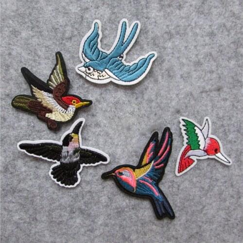 Honew Mixed bird Patches For Clothing Iron On Embroidered Appliques DIY Apparel Accessories Patches For Clothing Fabric Badges