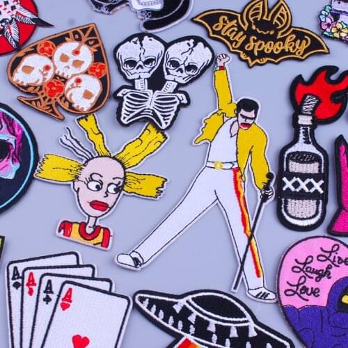 Hippie Rock Punk Patches Music Band Patch Embroidered Iron On Patches For Clothes Stripe Patch Slogan Badge Sticker Applique DIY