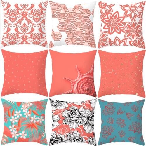 Red Flower Pillow Cover Geometric Pillow Case Bedroom Bedding Sets Square Pillowcase Pillow Cover