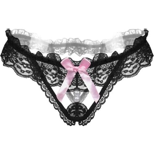 ZZIYEETTM 1pc Womens Lingerie Panties Lace Knickers Briefs Open Crotch Underwear Thongs Lace G-Strings Sexy Panties