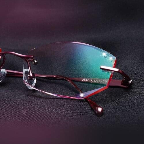 Crystal Diamond Trimming Rimless Glasses, High-end Brand Ultra-light, Anti-fatigue Fashion Female Glasses Free Shipping YJ59