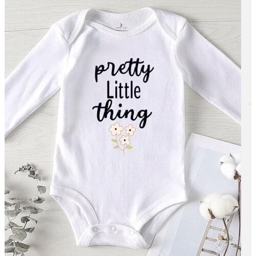 Autumn Romper Kids Things for A Girls New Born Baby Clothes Pretty Little Thing Letter Printing Children Jumpsuits Long Sleeve