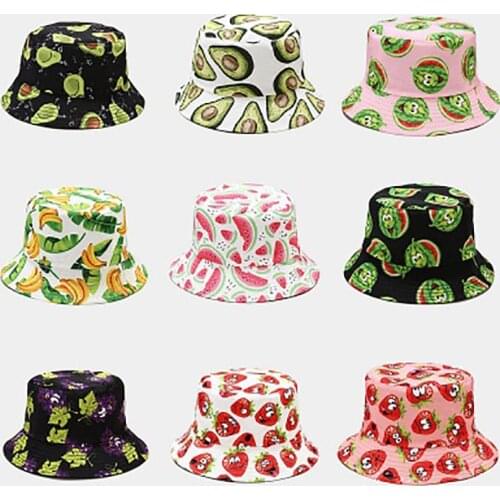 Summer new creative printing a variety of fruit patterns fisherman hat women outdoor leisure sunshade hat versatile basin hat