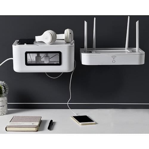 Floating Shelves WiFi Router Storage Box Wall Mounted Wiring Board Organizer Protection Wire Arrangement Plastic Frames Drawer