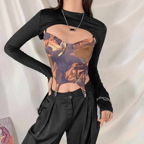 QICIUS Autumn Long Sleeve Vintage T Shirt E-Girl Hollow Out Crop Top Women Slim Cropped Camiseta Mujer Techwear Free Shipping
