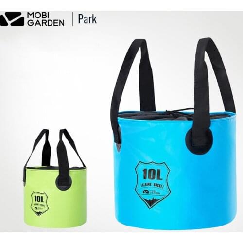 Mobi Garden 10L Outdoor Water Bucket Travel Camping PVC Waterproof Portable Easy Storage Washing Multi-Purpose Fishing Bucket