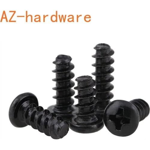 GuHua Black Cross Round Head Flat Tail Self Tapping Small Screw PB Philips Pan Head Flat End Tapping Screws M1.4M2M2.3 1000PCS