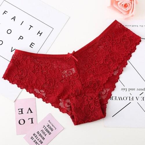 Sexy Panties Women Lace Bow Cotton Panties Thong Transparent Panties Solid Color Lace Tube Women Underwear Panties