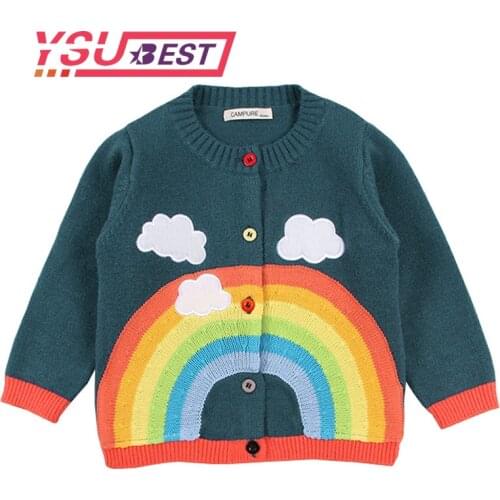 1-6Yrs Boys Sweaters Autumn Baby Girls Rainbow Clouds Sweater Kids Clothing Knitting Cardigan Long Sleeve Children Tops Jackets