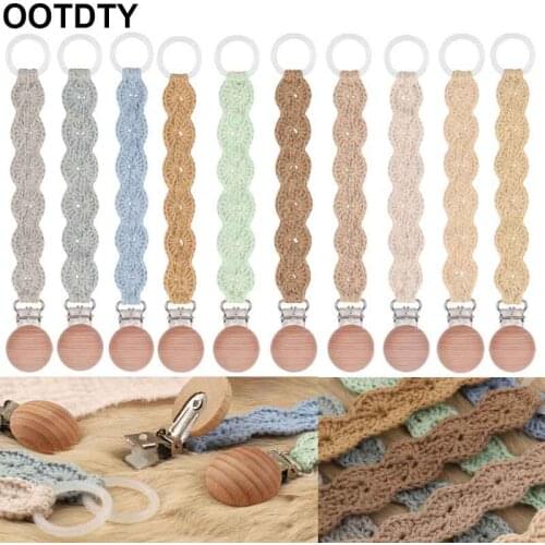 Vintage Crochet Pacifier Clip Baby Pacifier Chain Clips Adapter Holder O Rings Newborn Teething Soother Chew Dummy Clips