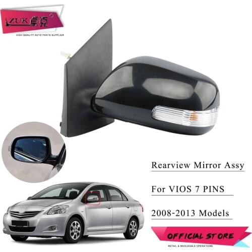 ZUK Outer Side Rearview Mirror Assy Door Back Up Mirror Assembly 3 / 5 / 7 Pins For Toyota For Vios 2008-2013 NCP92 ZSP92