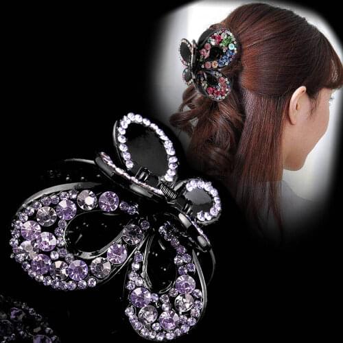 Haimeikang Rhinestone Hair Claws Headwear Shiny Color Women Ponytail Holder Hair Clips Fashion Headdress Hair Accessories