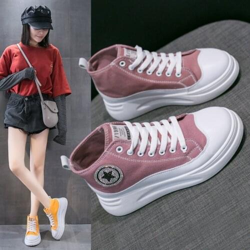 High gang small white shoes women 2020 autumn new student canvas shoes womens net red increased casual shoes women