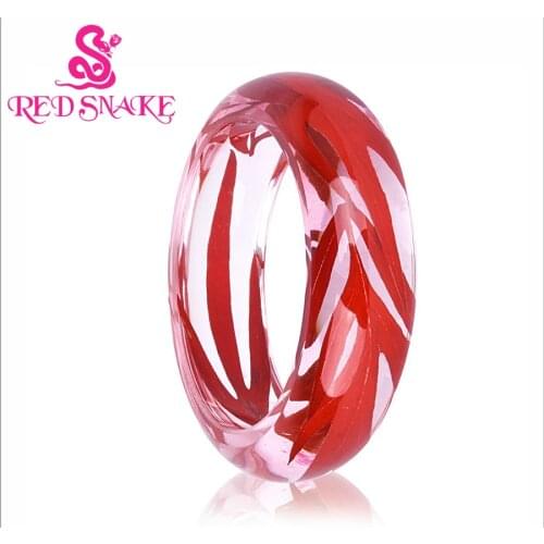 RED SNAKE Fashion Pure Manual Red Leaves shape Inside Transparent Resin Bracelet for Women