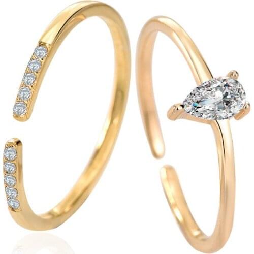 925 Sterling Silver Drop Shiny Zircon Wedding Elegant Fashion Luxury Party Adjustable Ring Jewelry for Women Girlfriend Gift New