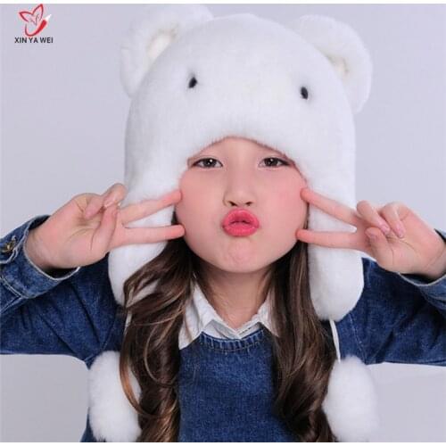 Winter Real Fur Kid Rabbit Fur Hat 2018 Children Fashion Warm Fur Girls Boys Hats Russia Ear Muffs Hat New Listing L#175