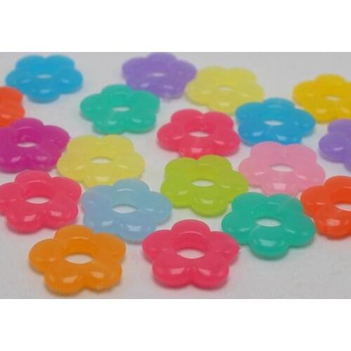 100 Mixed Jelly Color Acrylic Hollow Flower Donut Charm Beads 20mm Kids Crafts