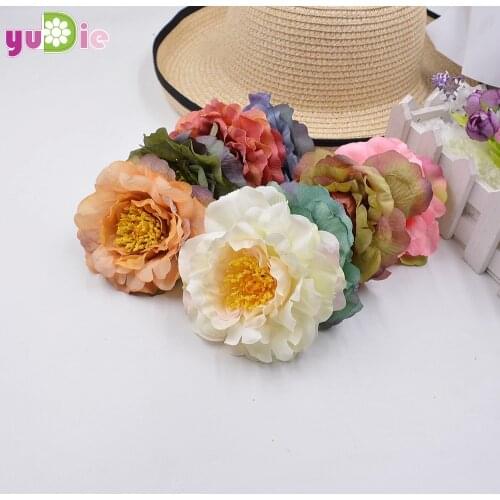 2pcs 9cm Artificial Flowers Silk flower European Fall Vivid Peony Fake Leaf Wedding Home Party Decoration Peony Chrismas Gift