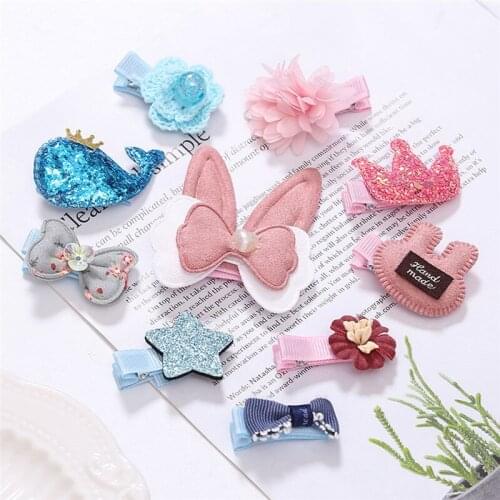 5Pcs/Set Girls Cute Cartoon Star Flower Bow Hairpins Children Sweet Barrettes Hair Clips Headband Fashion Hair Accessories