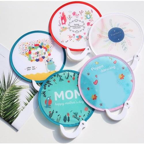 8 PCS Round Foldable Fan Pocket Handheld Folding Fans with Pouch #CW